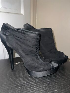 Chinese Laundry Black Peep-Toe Platform Ankle Booties
